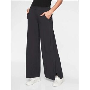 Athleta Gramercy Track Trouser Pants Womens Size 8‎ Black Wide Leg Career Casual